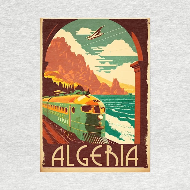 Algeria Coastline Railway Vintage Travel Art Poster by OldTravelArt